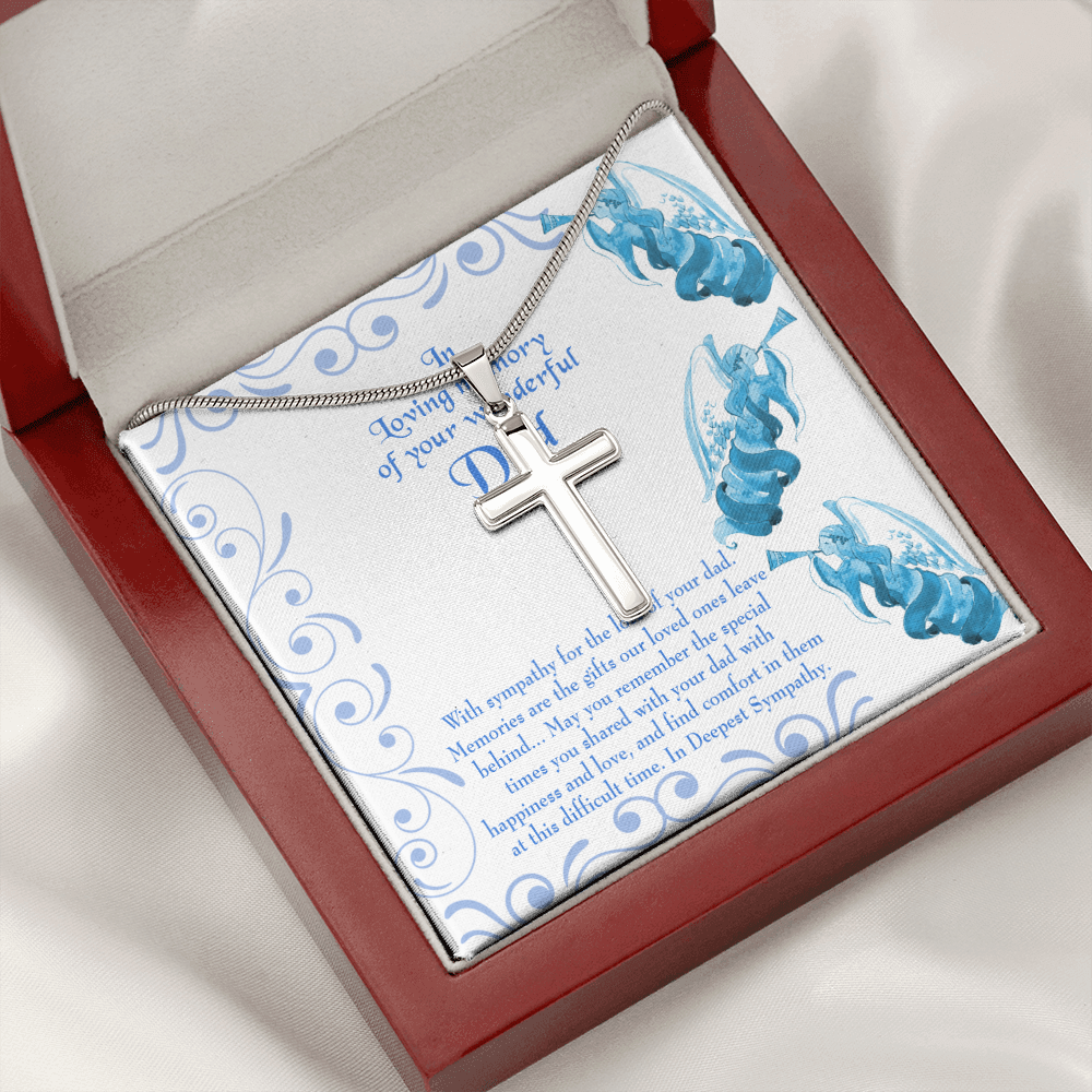 In Deepest Sympathy Dad Memorial Gift Dad Memorial Cross Necklace Sympathy Gift Loss of Father Condolence Message Card-Express Your Love Gifts