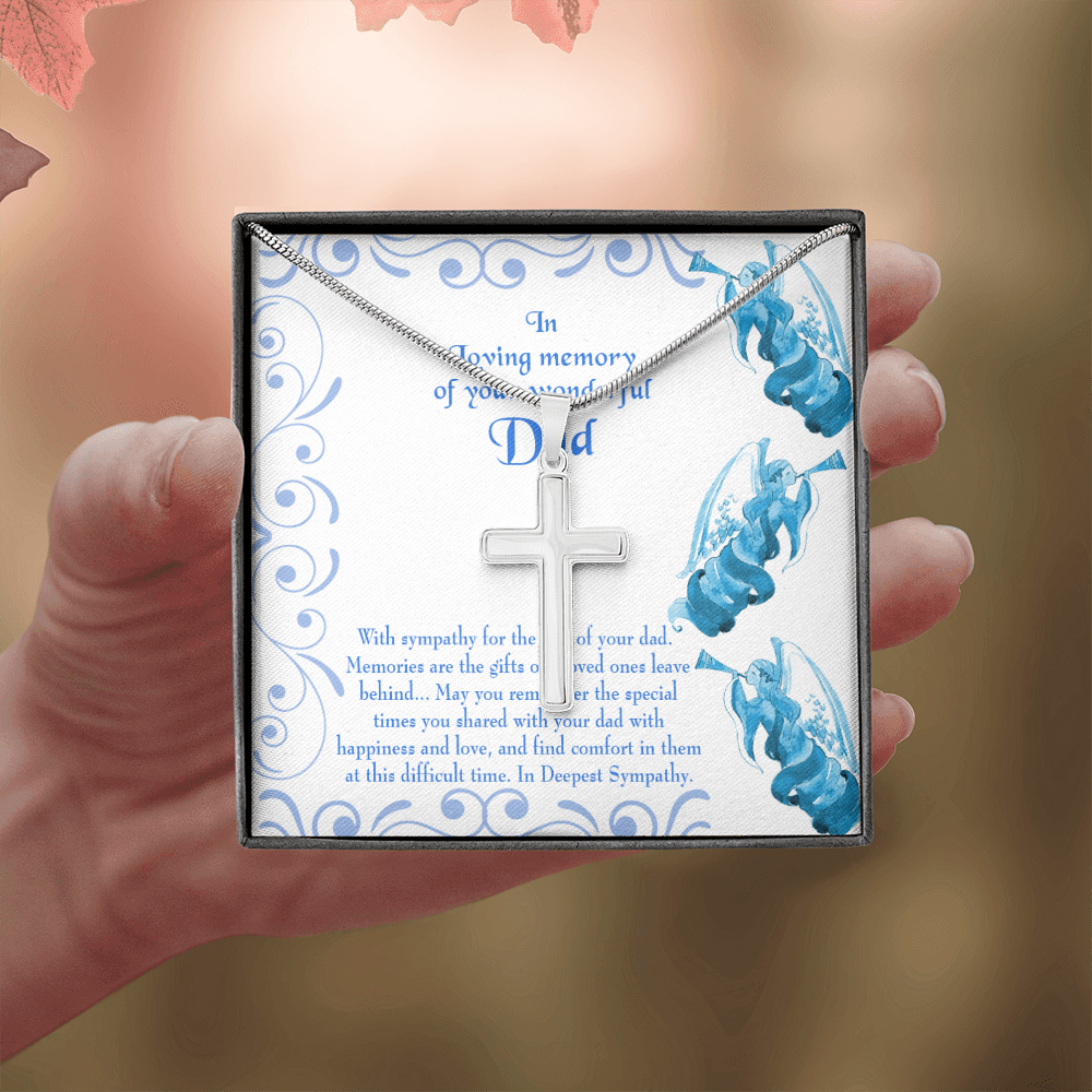 In Deepest Sympathy Dad Memorial Gift Dad Memorial Cross Necklace Sympathy Gift Loss of Father Condolence Message Card-Express Your Love Gifts