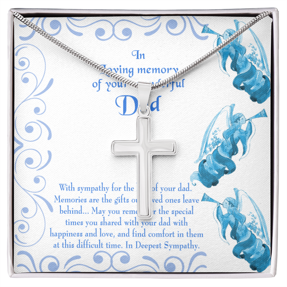 In Deepest Sympathy Dad Memorial Gift Dad Memorial Cross Necklace Sympathy Gift Loss of Father Condolence Message Card-Express Your Love Gifts