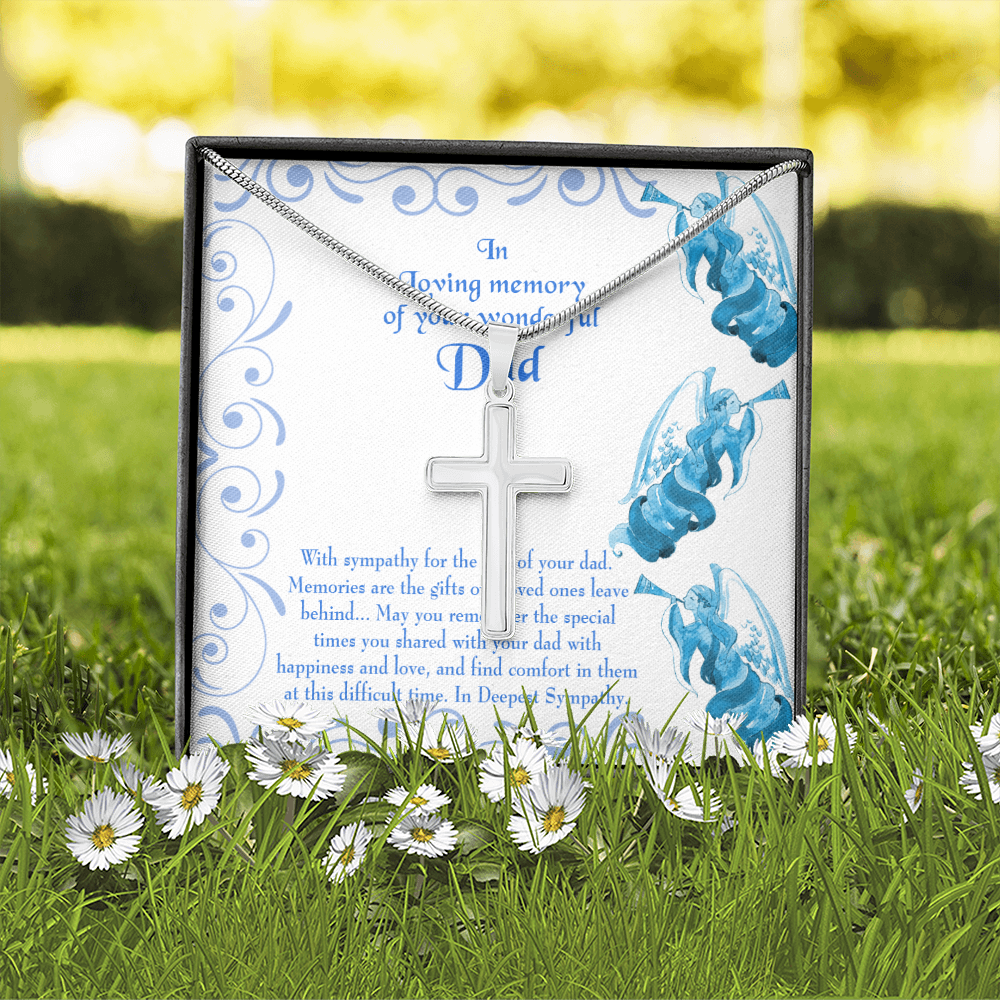 In Deepest Sympathy Dad Memorial Gift Dad Memorial Cross Necklace Sympathy Gift Loss of Father Condolence Message Card-Express Your Love Gifts