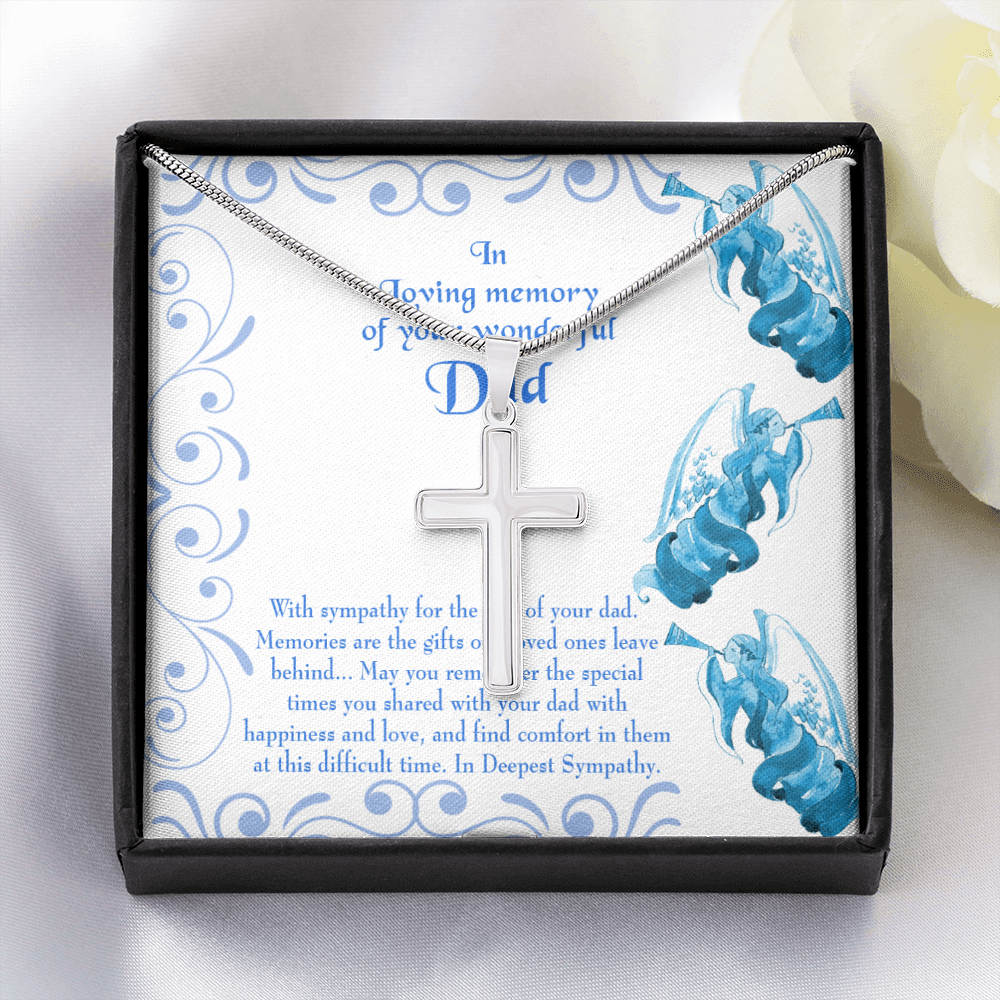 In Deepest Sympathy Dad Memorial Gift Dad Memorial Cross Necklace Sympathy Gift Loss of Father Condolence Message Card-Express Your Love Gifts