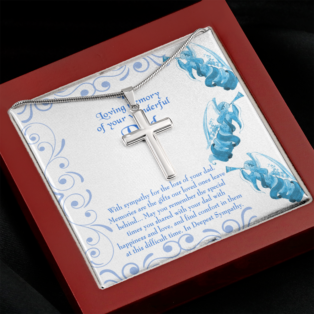 In Deepest Sympathy Dad Memorial Gift Dad Memorial Cross Necklace Sympathy Gift Loss of Father Condolence Message Card-Express Your Love Gifts