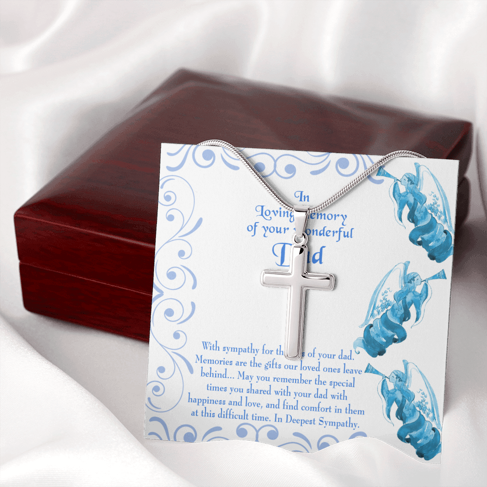 In Deepest Sympathy Dad Memorial Gift Dad Memorial Cross Necklace Sympathy Gift Loss of Father Condolence Message Card-Express Your Love Gifts