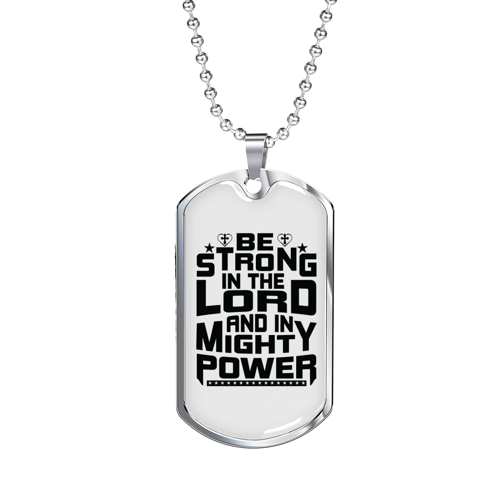 In Mighty Power Black Christian Necklace Stainless Steel or 18k Gold Dog Tag 24" Chain-Express Your Love Gifts
