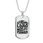 In Mighty Power Black Christian Necklace Stainless Steel or 18k Gold Dog Tag 24" Chain-Express Your Love Gifts