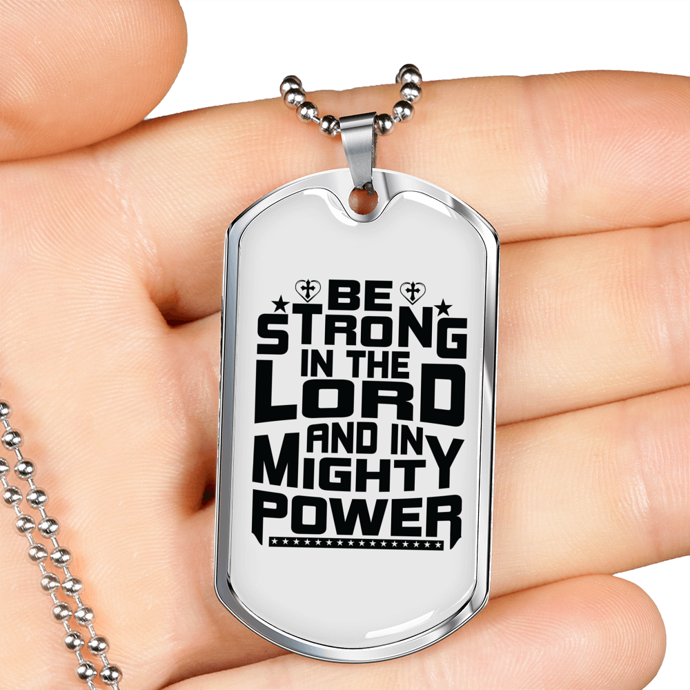 In Mighty Power Black Christian Necklace Stainless Steel or 18k Gold Dog Tag 24" Chain-Express Your Love Gifts