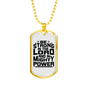 In Mighty Power Black Christian Necklace Stainless Steel or 18k Gold Dog Tag 24" Chain-Express Your Love Gifts