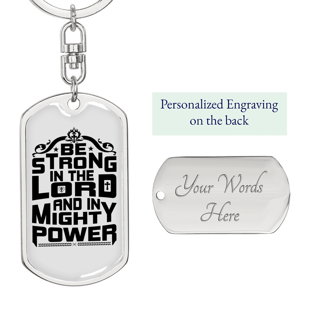 In Mighty Power Keychain Stainless Steel or 18k Gold Dog Tag Keyring-Express Your Love Gifts