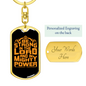 In Mighty Power Orange Keychain Stainless Steel or 18k Gold Dog Tag Keyring-Express Your Love Gifts