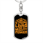 In Mighty Power Orange Keychain Stainless Steel or 18k Gold Dog Tag Keyring-Express Your Love Gifts