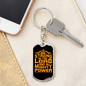 In Mighty Power Orange Keychain Stainless Steel or 18k Gold Dog Tag Keyring-Express Your Love Gifts
