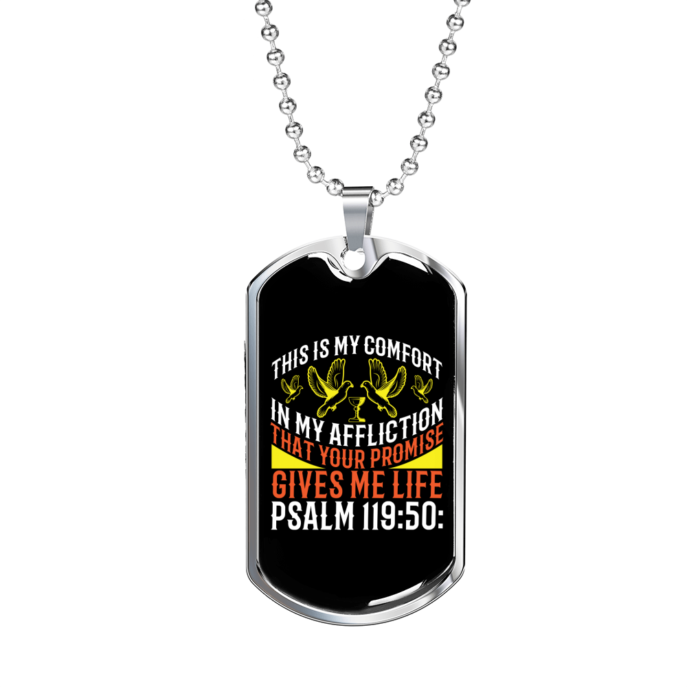 In My Afflication Christian Necklace Stainless Steel or 18k Gold Dog Tag 24" Chain-Express Your Love Gifts