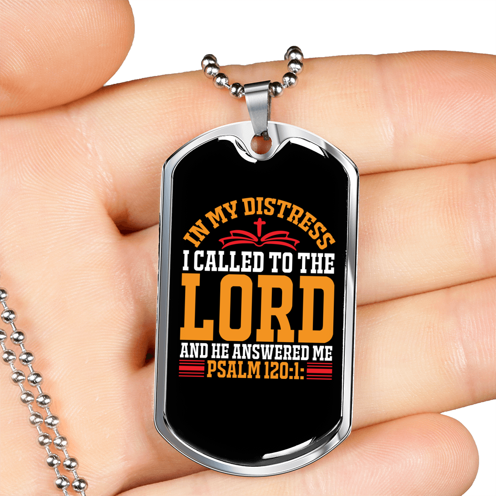 In My Distress Lord Christian Necklace Stainless Steel or 18k Gold Dog Tag 24" Chain-Express Your Love Gifts