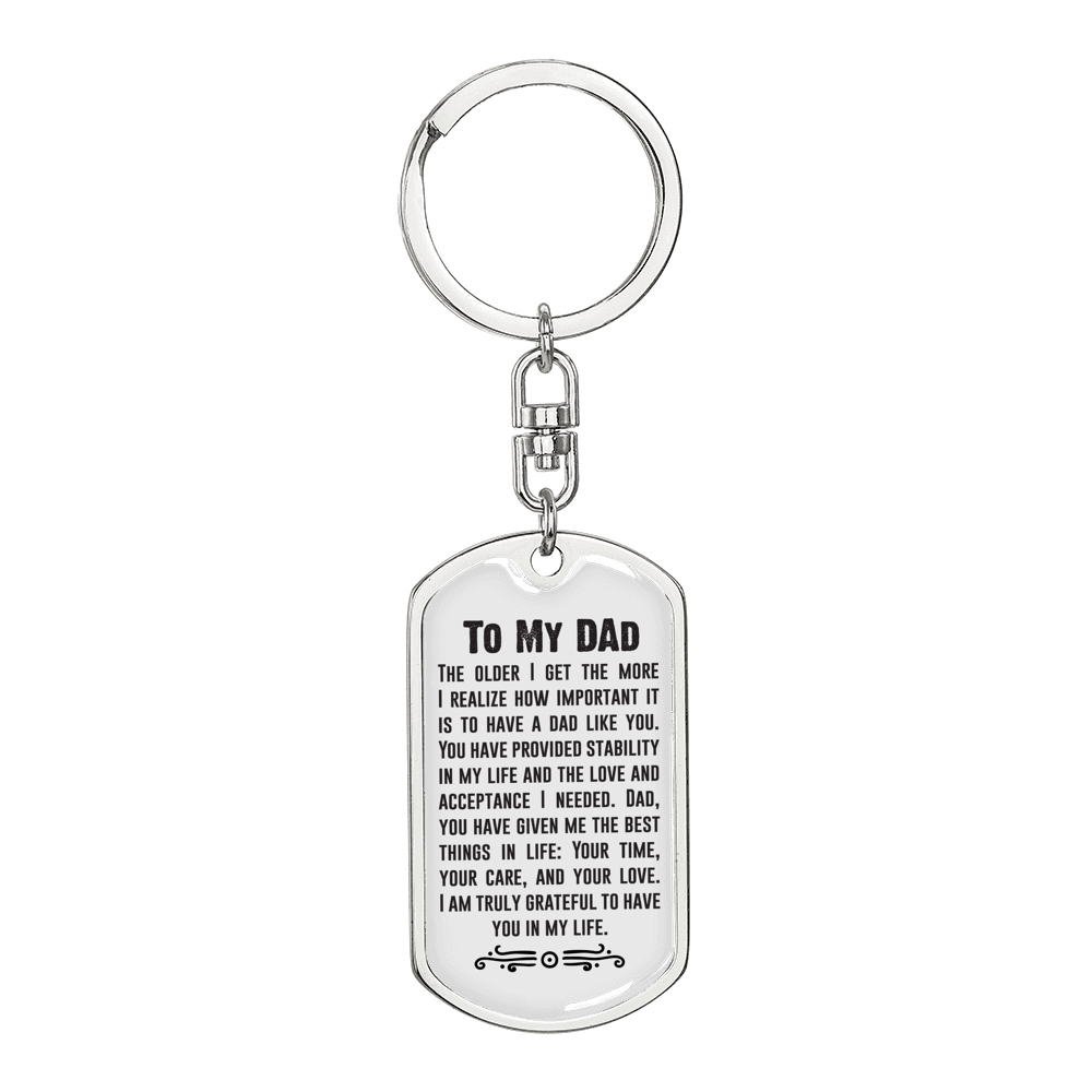 In My Life Dad Keychain Stainless Steel or 18k Gold Dog Tag Keyring-Express Your Love Gifts