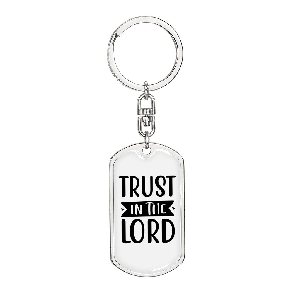 In The Lord Trust Keychain Stainless Steel or 18k Gold Dog Tag Keyring-Express Your Love Gifts