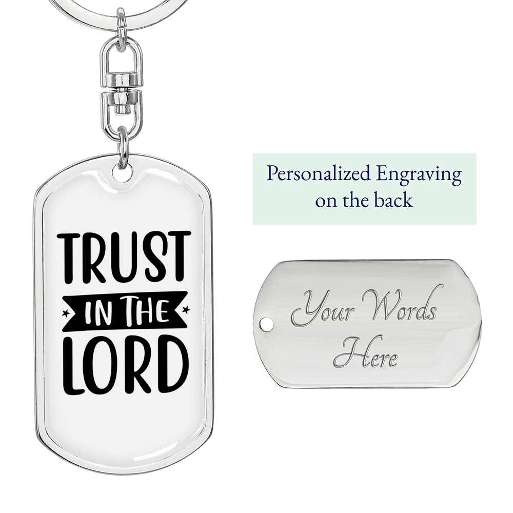 In The Lord Trust Keychain Stainless Steel or 18k Gold Dog Tag Keyring-Express Your Love Gifts