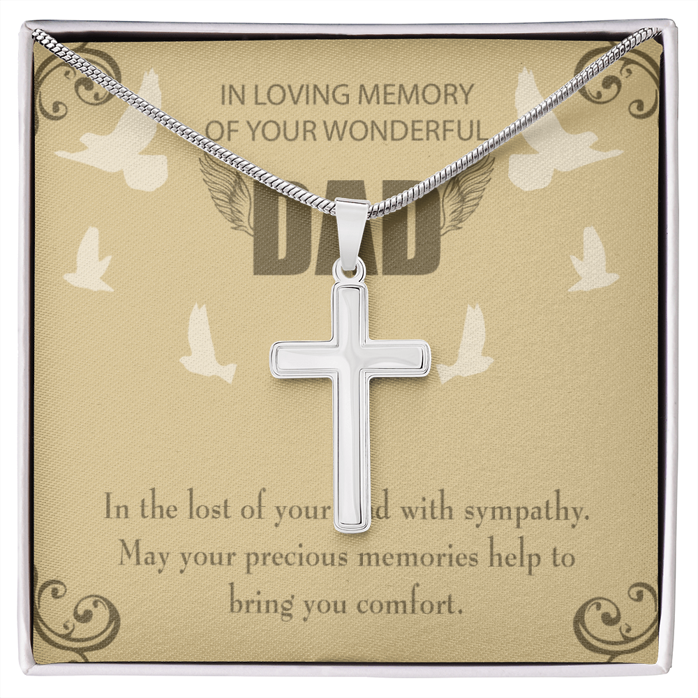 In The Lost of Your Dad Dad Memorial Gift Dad Memorial Cross Necklace Sympathy Gift Loss of Father Condolence Message Card-Express Your Love Gifts
