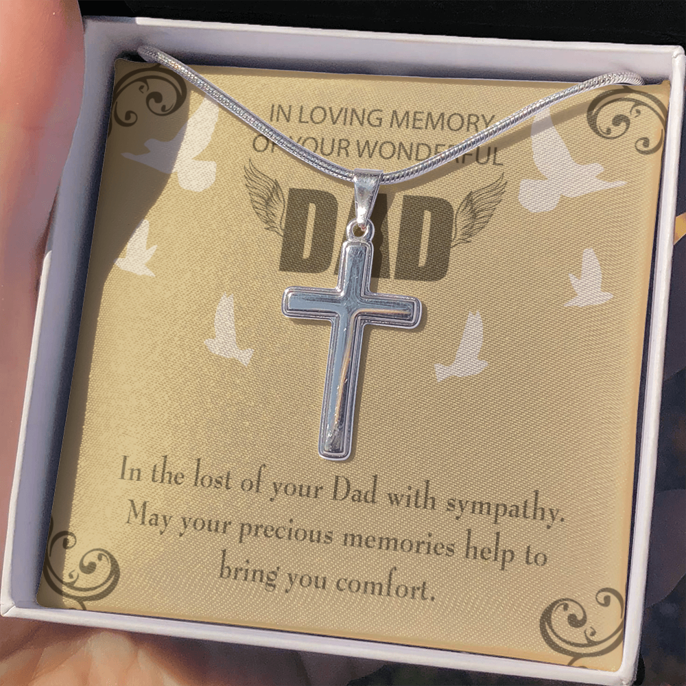 In The Lost of Your Dad Dad Memorial Gift Dad Memorial Cross Necklace Sympathy Gift Loss of Father Condolence Message Card-Express Your Love Gifts