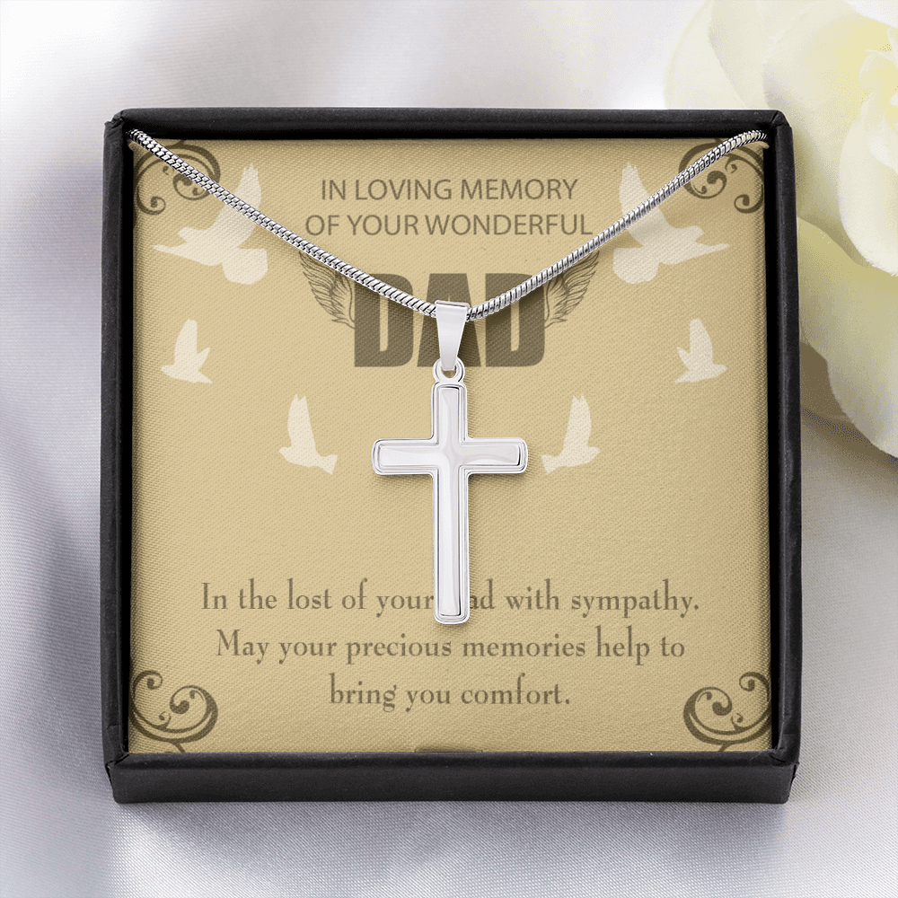 In The Lost of Your Dad Dad Memorial Gift Dad Memorial Cross Necklace Sympathy Gift Loss of Father Condolence Message Card-Express Your Love Gifts