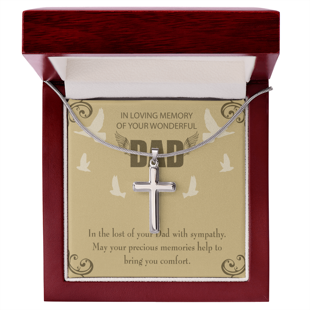 In The Lost of Your Dad Dad Memorial Gift Dad Memorial Cross Necklace Sympathy Gift Loss of Father Condolence Message Card-Express Your Love Gifts