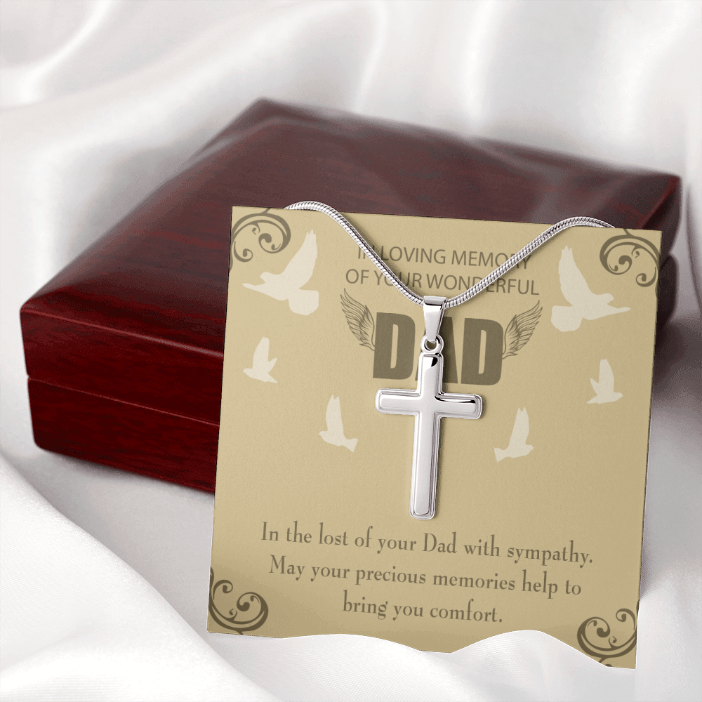In The Lost of Your Dad Dad Memorial Gift Dad Memorial Cross Necklace Sympathy Gift Loss of Father Condolence Message Card-Express Your Love Gifts