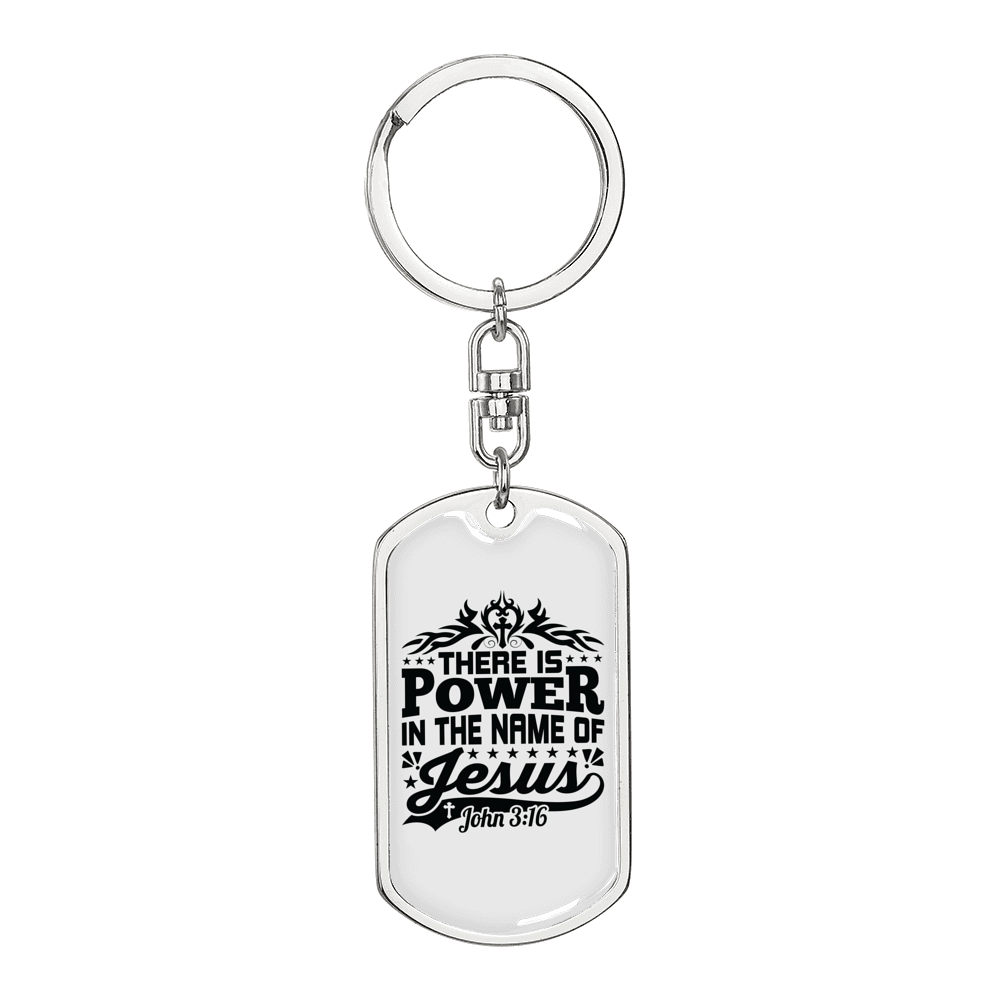In The Name Of Jesus John 3:16 Keychain Stainless Steel or 18k Gold Dog Tag Keyring-Express Your Love Gifts