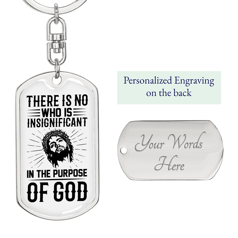 In The Purpose Of God Keychain Stainless Steel or 18k Gold Dog Tag Keyring-Express Your Love Gifts