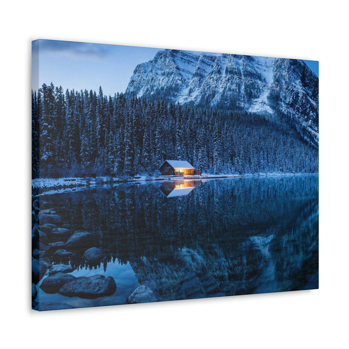 Incredible Crystal Clear Winter at Morning Scene Beautiful Outstanding and Astonishing Lake Beauty Nature Scene Winter Morning and Mountain Wall Art Ready to Hang Unframed-Express Your Love Gifts