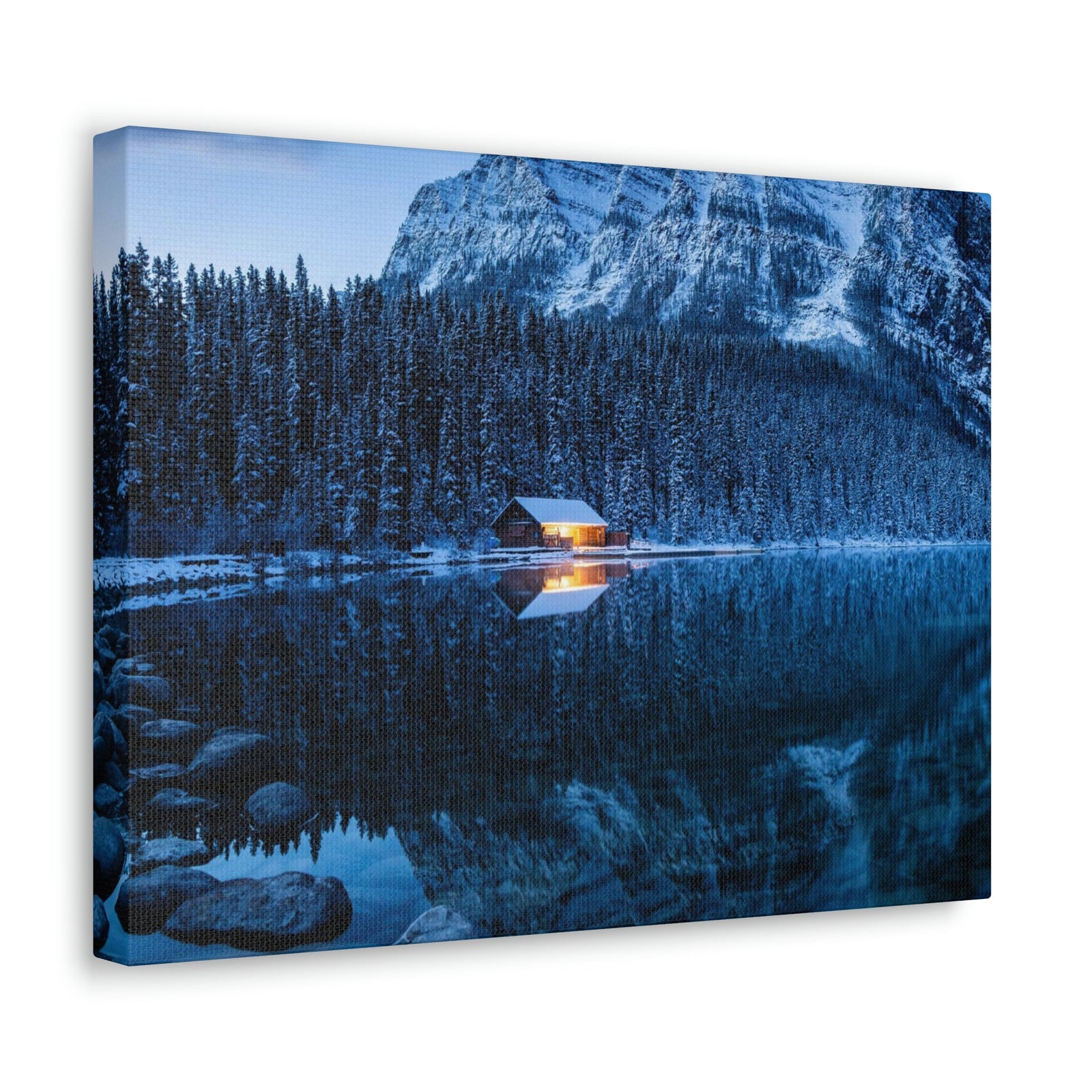 Incredible Crystal Clear Winter at Morning Scene Beautiful Outstanding and Astonishing Lake Beauty Nature Scene Winter Morning and Mountain Wall Art Ready to Hang Unframed-Express Your Love Gifts