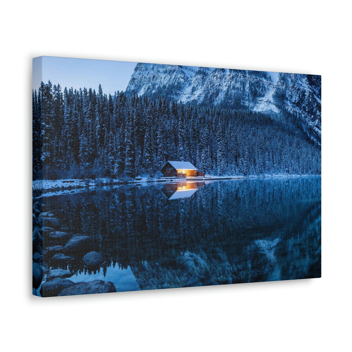 Incredible Crystal Clear Winter at Morning Scene Beautiful Outstanding and Astonishing Lake Beauty Nature Scene Winter Morning and Mountain Wall Art Ready to Hang Unframed-Express Your Love Gifts