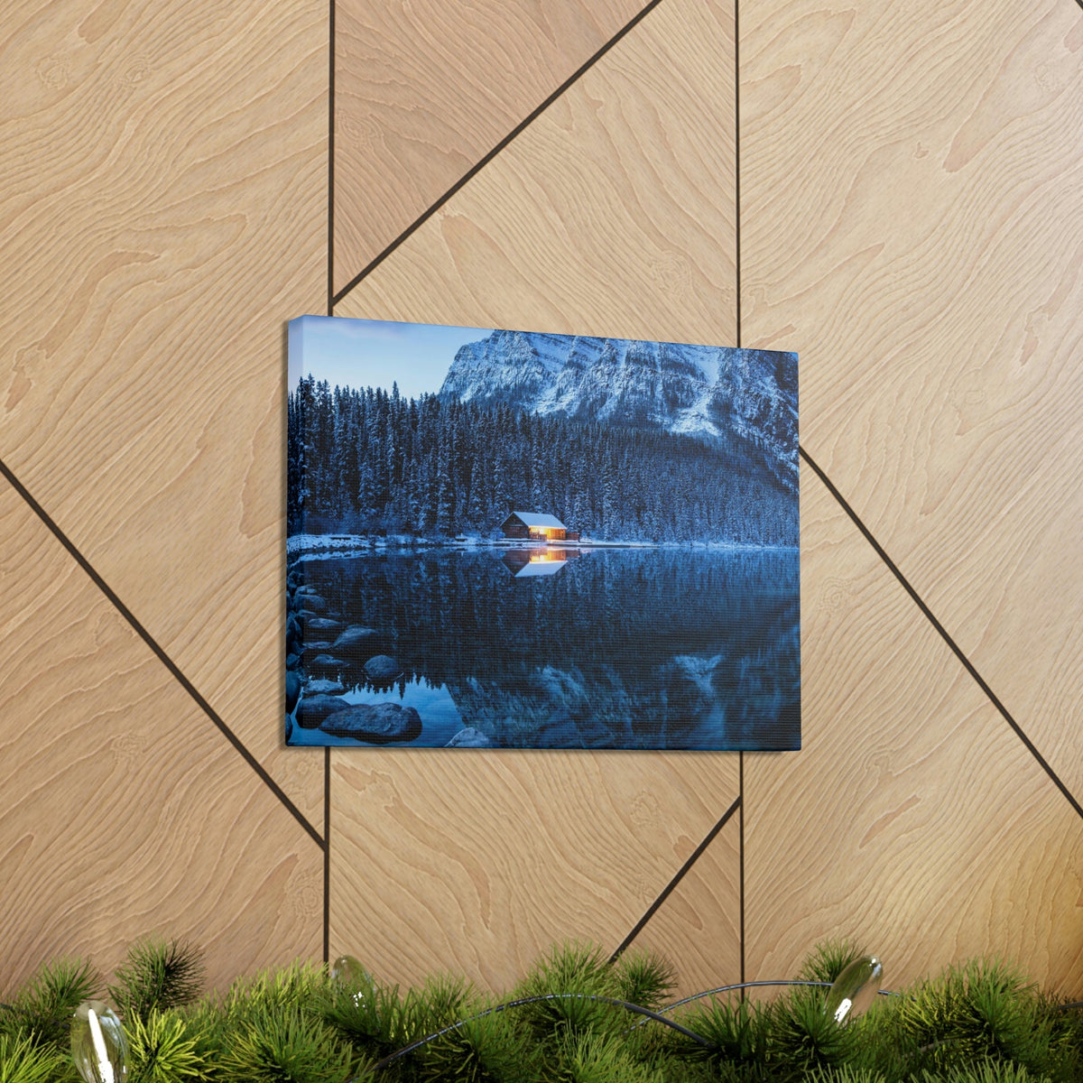 Incredible Crystal Clear Winter at Morning Scene Beautiful Outstanding and Astonishing Lake Beauty Nature Scene Winter Morning and Mountain Wall Art Ready to Hang Unframed-Express Your Love Gifts