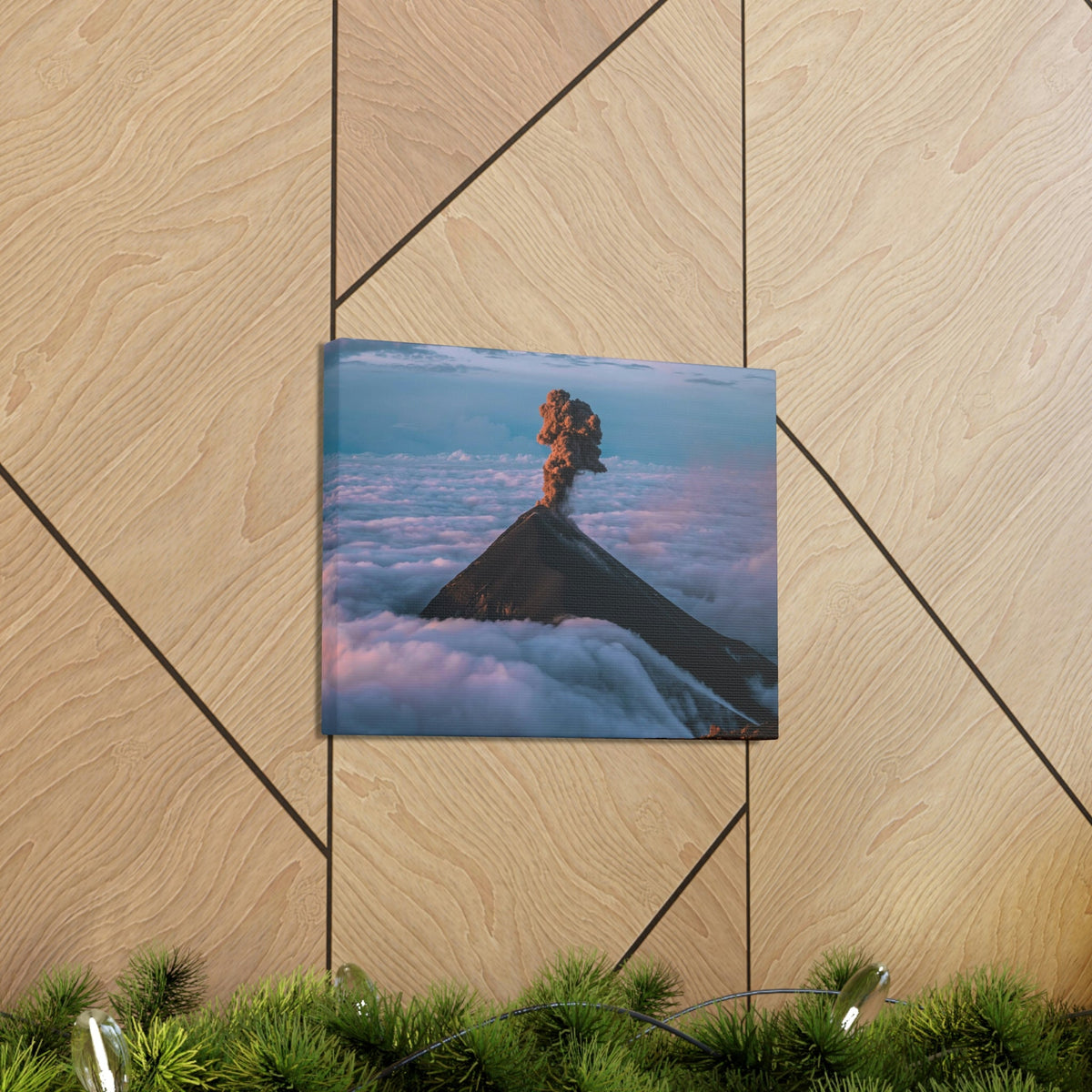 Incredible Erupting Volcano Scene Beautiful Phenomenal and Breathtaking Beauty Nature Scene Big Volcano and Clouds Wall Art Ready to Hang Unframed-Express Your Love Gifts