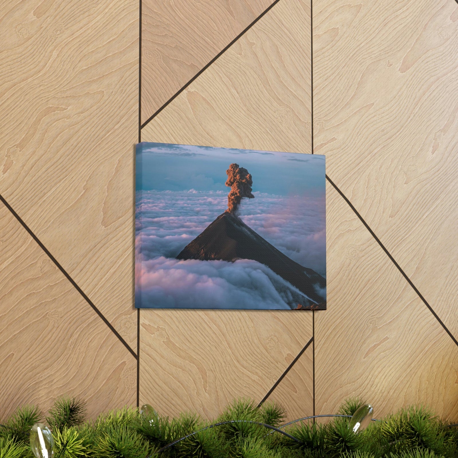 Incredible Erupting Volcano Scene Beautiful Phenomenal and Breathtaking Beauty Nature Scene Big Volcano and Clouds Wall Art Ready to Hang Unframed-Express Your Love Gifts