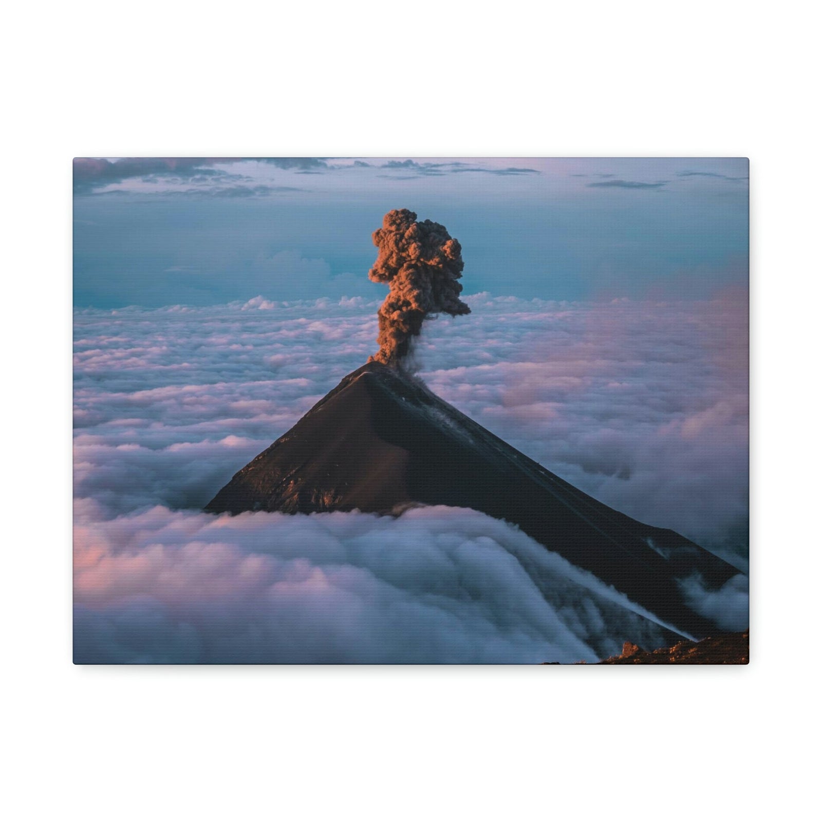 Incredible Erupting Volcano Scene Beautiful Phenomenal and Breathtaking Beauty Nature Scene Big Volcano and Clouds Wall Art Ready to Hang Unframed-Express Your Love Gifts
