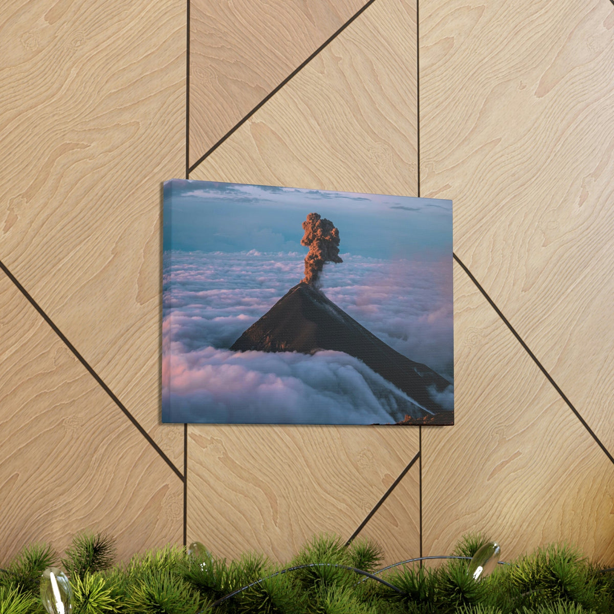 Incredible Erupting Volcano Scene Beautiful Phenomenal and Breathtaking Beauty Nature Scene Big Volcano and Clouds Wall Art Ready to Hang Unframed-Express Your Love Gifts