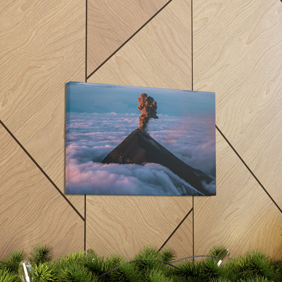 Incredible Erupting Volcano Scene Beautiful Phenomenal and Breathtaking Beauty Nature Scene Big Volcano and Clouds Wall Art Ready to Hang Unframed-Express Your Love Gifts