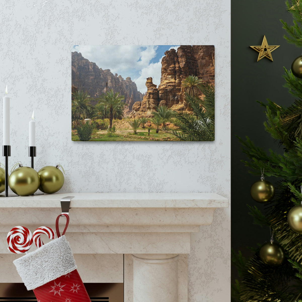 Incredible Valley View Scene Beautiful Breathtaking and Astonishing Beauty Nature Scene Big Rocks and Trees Wall Art Ready to Hang Unframed-Express Your Love Gifts