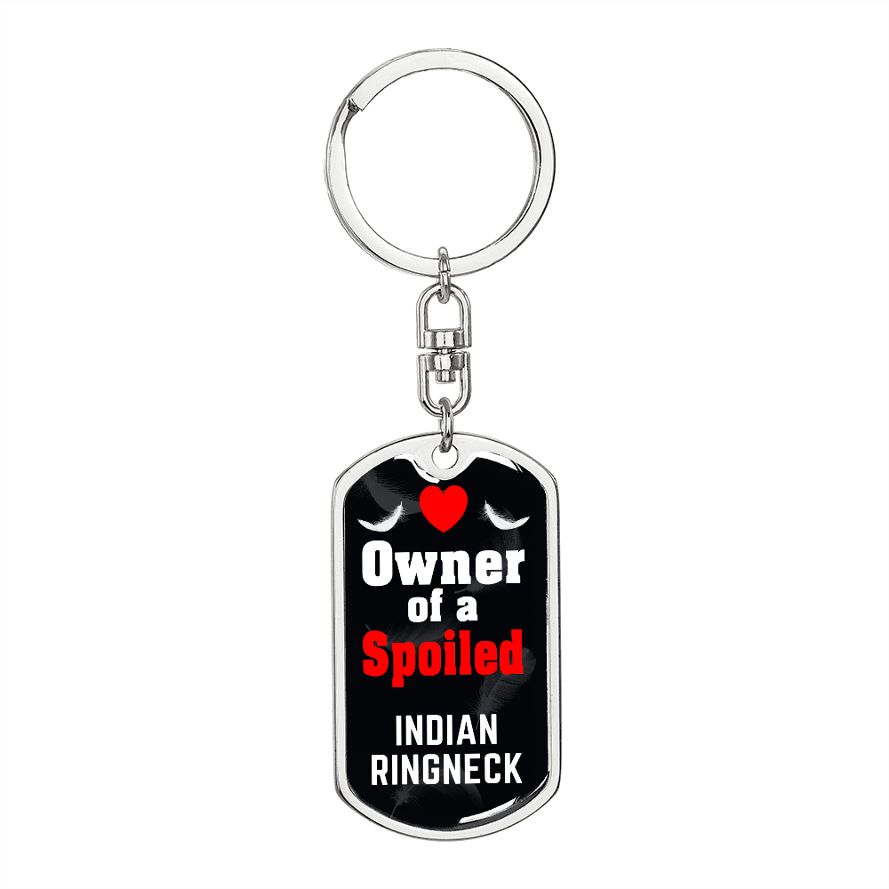 Indian Ringneck Bird Keychain Stainless Steel or 18k Gold Dog Tag Keyring-Express Your Love Gifts