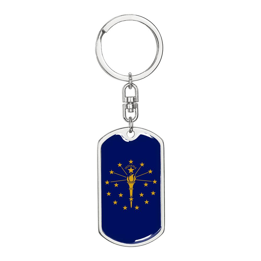 Indiana State Flag Keychain Dog Tag Stainless Steel or 18k Gold-Express Your Love Gifts