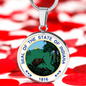 Indiana State Seal Necklace Circle Pendant Stainless Steel or 18k Gold 18-22"-Express Your Love Gifts