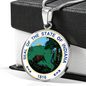 Indiana State Seal Necklace Circle Pendant Stainless Steel or 18k Gold 18-22"-Express Your Love Gifts