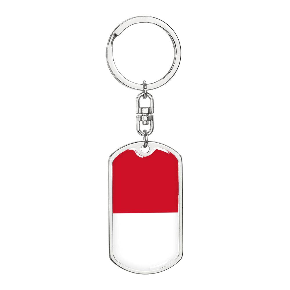 Indonesia Flag Keychain Dog Tag Stainless Steel or 18k Gold-Express Your Love Gifts