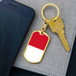 Indonesia Flag Keychain Dog Tag Stainless Steel or 18k Gold-Express Your Love Gifts