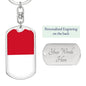 Indonesia Flag Keychain Dog Tag Stainless Steel or 18k Gold-Express Your Love Gifts