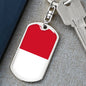 Indonesia Flag Keychain Dog Tag Stainless Steel or 18k Gold-Express Your Love Gifts