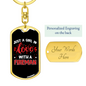 Inlove With A Fireman Firefighter Keychain Stainless Steel or 18k Gold Dog Tag Keyring-Express Your Love Gifts