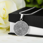 Inspirational Quote Floral Zentangle Circle Necklace Stainless Steel or 18k Gold 18-22"-Express Your Love Gifts
