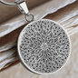 Inspirational Quote Floral Zentangle Circle Necklace Stainless Steel or 18k Gold 18-22"-Express Your Love Gifts