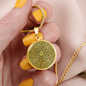 Inspirational Quote Floral Zentangle Circle Necklace Stainless Steel or 18k Gold 18-22"-Express Your Love Gifts