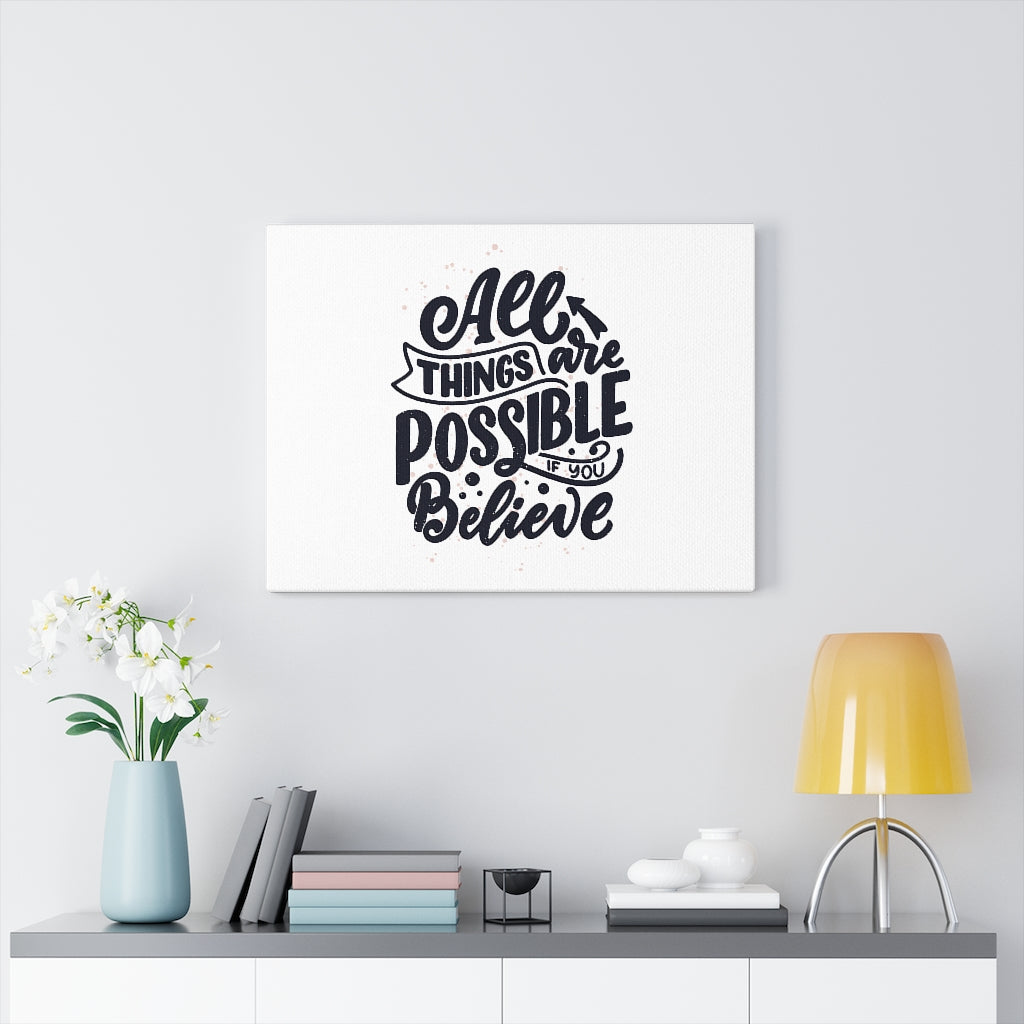 Scripture Walls Inspirational Wall Art All Things Are Possible Plain Wall Art Motivational Motto Inspiring Prints Artwork Decor Ready to Hang Unframed-Express Your Love Gifts